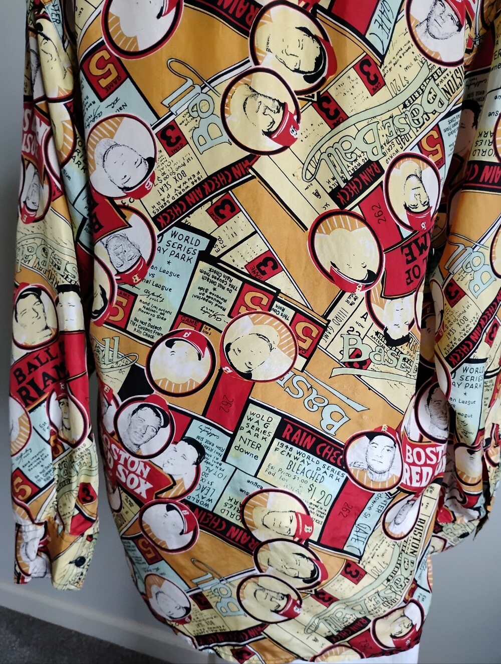 Robert Stock Silk Button Up Shirt Vintage Boston Red Sox Baseball Colorful Sz Lg - Picture 12 of 15